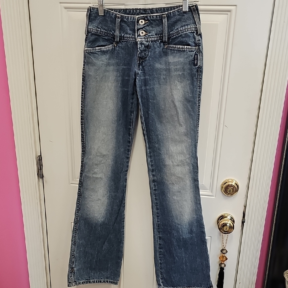 Silver, Jeans, Low Rise, Y2k, 2000s, Casual, School, Party, Women's, Flare, Girl